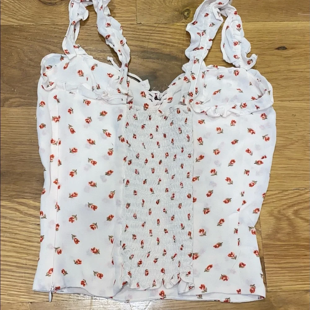 Reformation Rose Print Ruffle Top - Picture 3 of 4